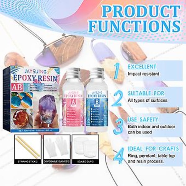 Epoxy Resin Sæt til Begyndere Epoxy Resin Smykkefremstillingssæt 50ml+50ml( )