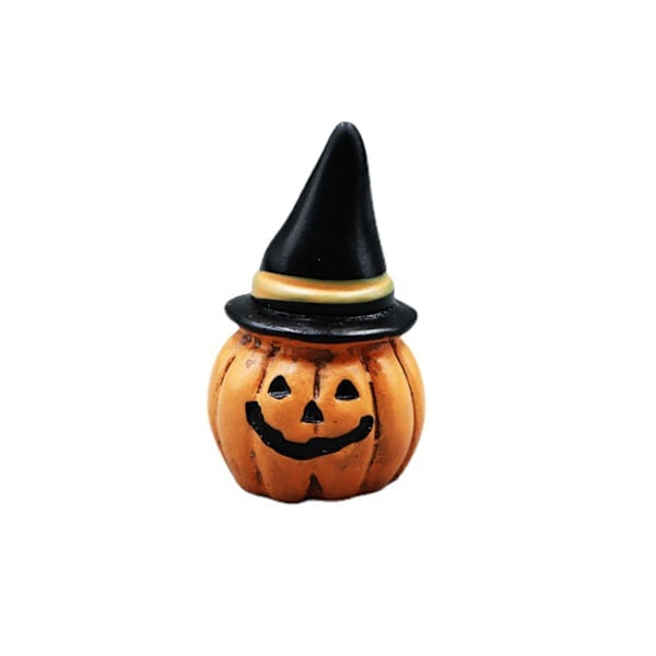 1 kpl Halloween-koriste Mini Resin Craft Pumpkin Head with Hat H