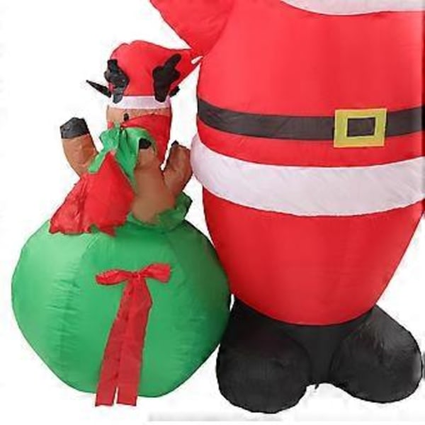 Uppblåsbar tomte-älg med inbyggd LED, väderbeständig och blekningsresistent, uppblåsbar juldekoration för gräsmatta 100-240V