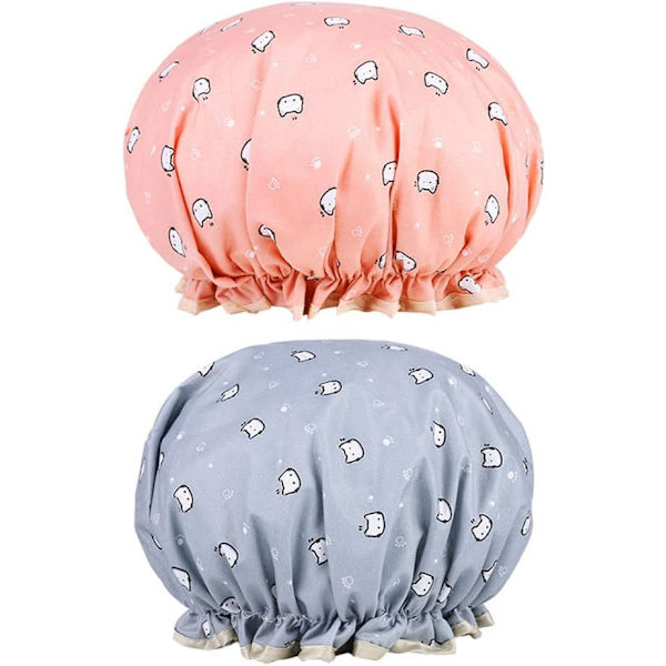 2 kpl suihkumyssyä, uudelleenkäytettävä suihkumyssy Charlotte Hair Waterproof Shower - kaksikerroksinen joustavalla reunuksella