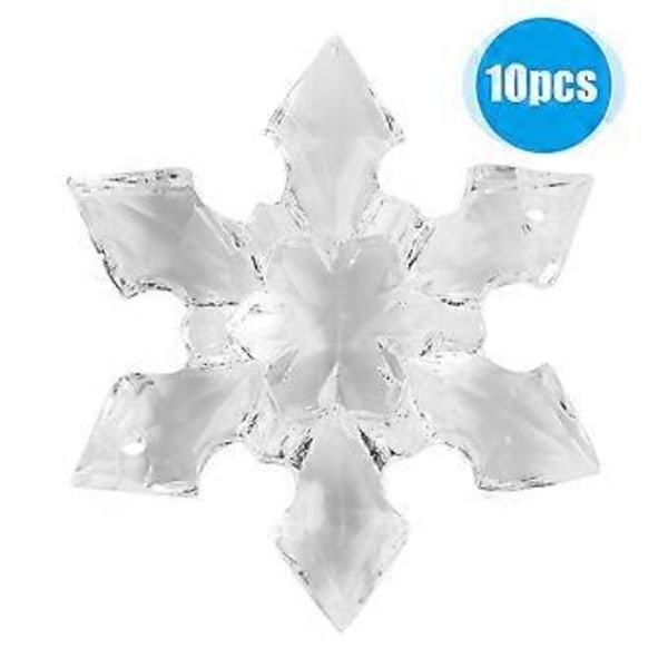 10 stk. Klare Akryl Jule Snøfnugg Ornamenter Festival Party Jul DIY Tredekor (3,6 cm)