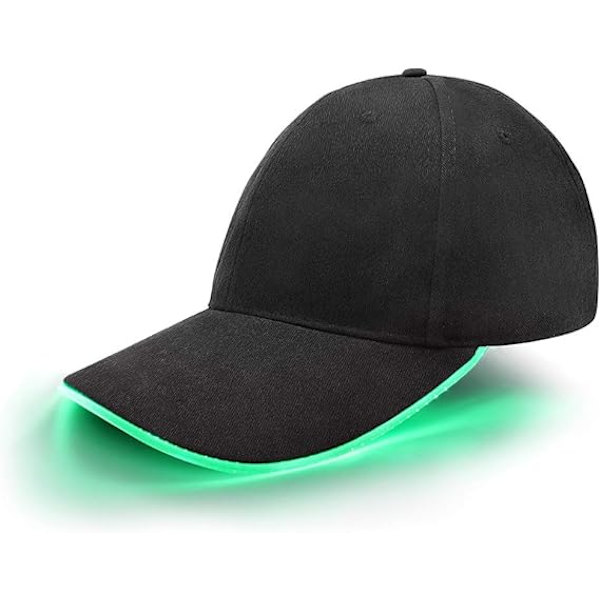 Grön LED-basebollkeps, upplyst blinkande LED-ljuskeps för män
