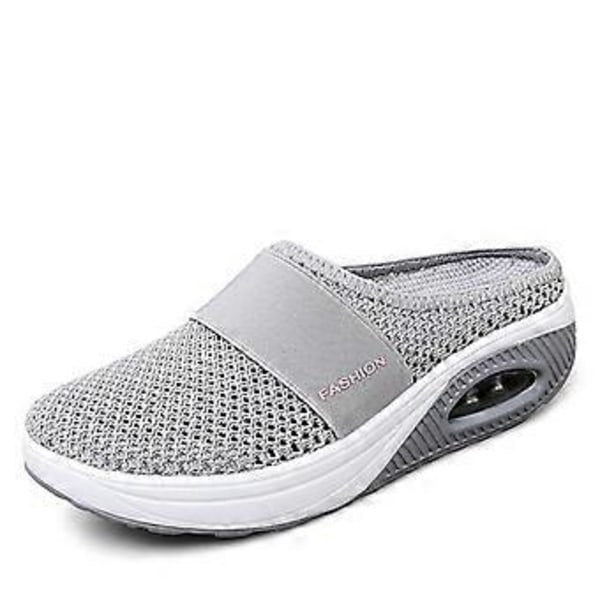Luftpude Vandresko Åndbare Casual Mesh Slip On Vandresko til Udendørs Indendørs (35 Lysegrå)