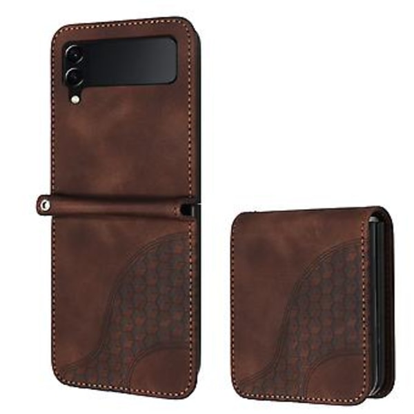 Elefantpräglad PU-fodral för Samsung Galaxy Z Flip3 5G (Kaffe)