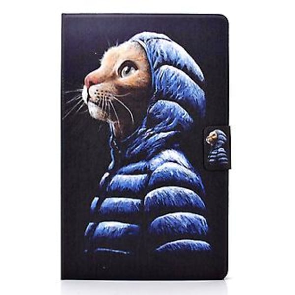 Lærtablettveske for Samsung Galaxy Tab A9+ (Liten Gul Katt)