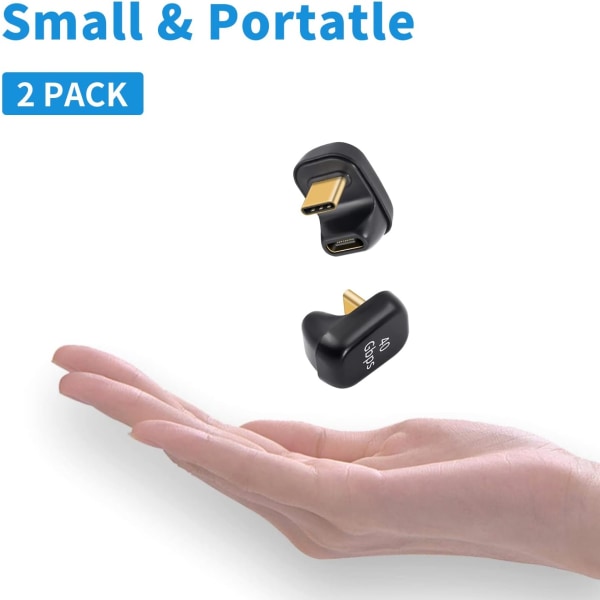 2-pakkaus 40 Gbps:n USB-C-sovitin, USB-C-uros naarasjatkoliitin tukee
