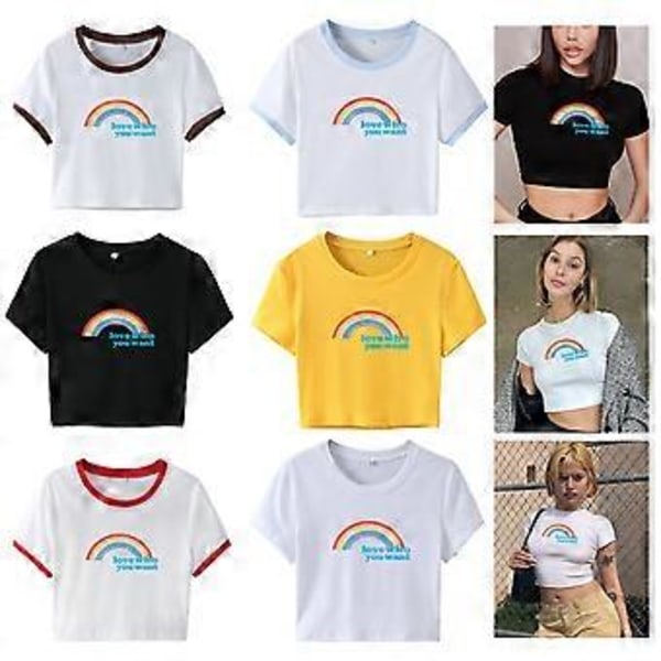 Dame Grafikk T-skjorter Bokstavmønster Trykk Korte Topper Tunikaer Casual Kortermet Sommer T-skjorter Topper Ferie T-skjorte Rød L(L Rød)