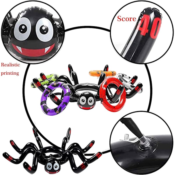 Halloween Ring Toss Spelset, Uppblåsbara Spindlar Häxhatt Ring