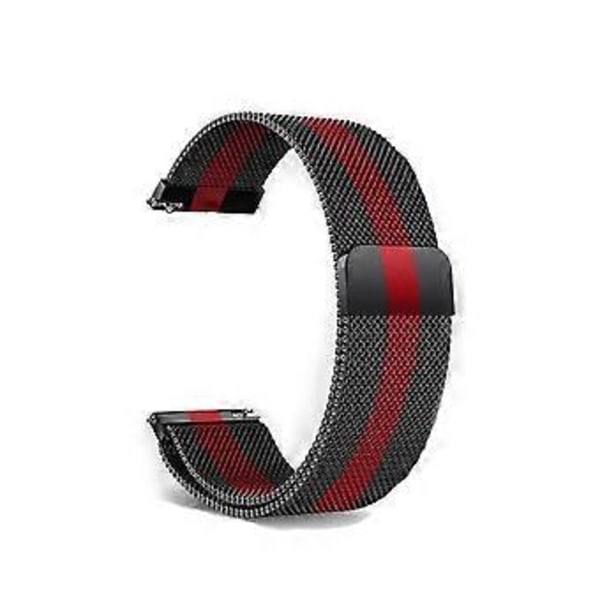 Urremme i rustfritt stål med justerbar spenne, pustende minimalistisk urrem for menn og kvinner (16 mm svart og rød)