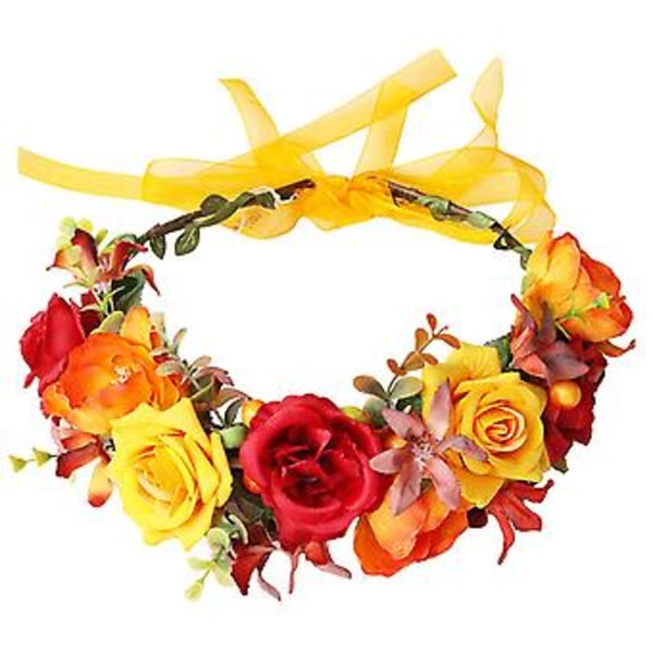 JUSCH Blomsterkrans Høsttema Garland Hodeplagg Bryllup Hodebånd Brud Hårdekorasjon Simulering Rose Hårhette,WZ-1610R