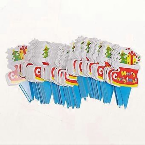 100 Stykker Julemand Snemand Elg Cupcake Toppers Børnefødselsdagstilbehør (Julestrømpe)