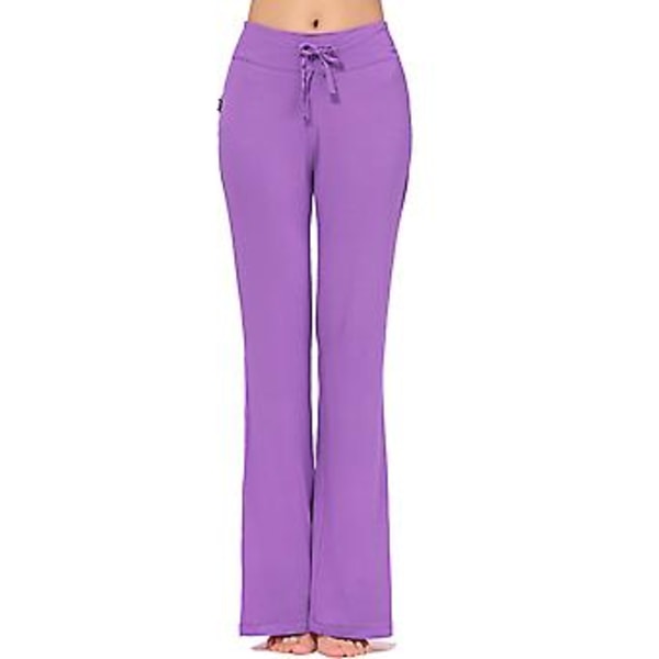 Dame Casual Flare Bukser Yoga Sweatpants Behagelige Sports Atletiske Lounge Bukser (L Lilla)