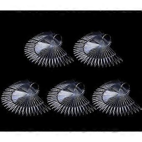 Nageldisplaypinnar 5-pack med 250 Klar Stiletto Nagelprover Stick Nagelkonst