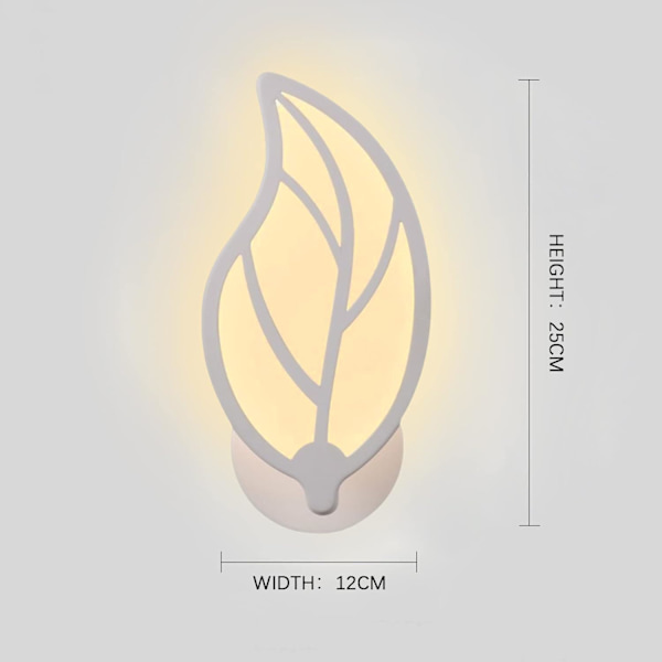 12W Vägglampor Inomhus, Akryl Vägglampa, Bladformad Vit LED