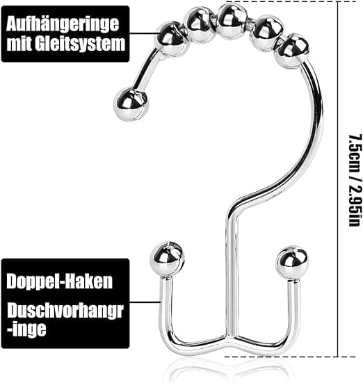 12 stk. bruseforhængsringe i rustfrit stål 78mm x 36mm dobbelt H