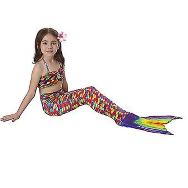 Barnens Baddräkt Flickor Sjöjungfru Svans Bikini Set Baddräkt Baddräkt (9-10 År Multi)
