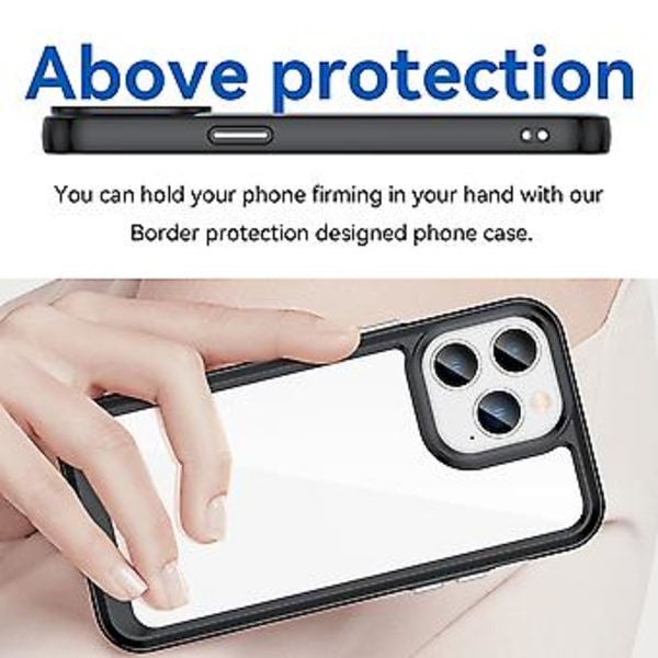 Akryl + TPU Telefon Cover til iPhone 14 Pro (Sort)