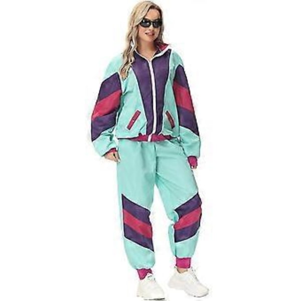 Naisten Rave-asu Kiiltävä Crop Top Huppari Metallinhohtoiset Rento Pitkät Housut Hupullinen Treenauscollegepaita Disco-tanssivaatteet(X-Large Mintunvihreä)