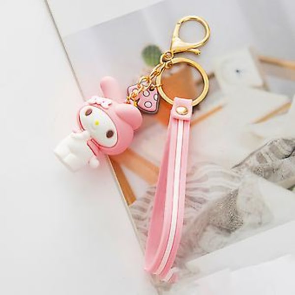 Kawaii Sanrio Nøkkelring Kuromi My Melody Lanyard Nøkkelring Tegneserie Mini Dukke Henger Smykker Gave (My Melody)