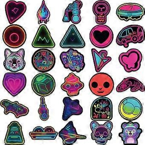60 stk Tegneserie Neon Klistremerker Pakke Graffiti Dekaler Scrapbooking Papirvarer Skateboard Bagasje Laptop Bil Vanntett Dekorasjon