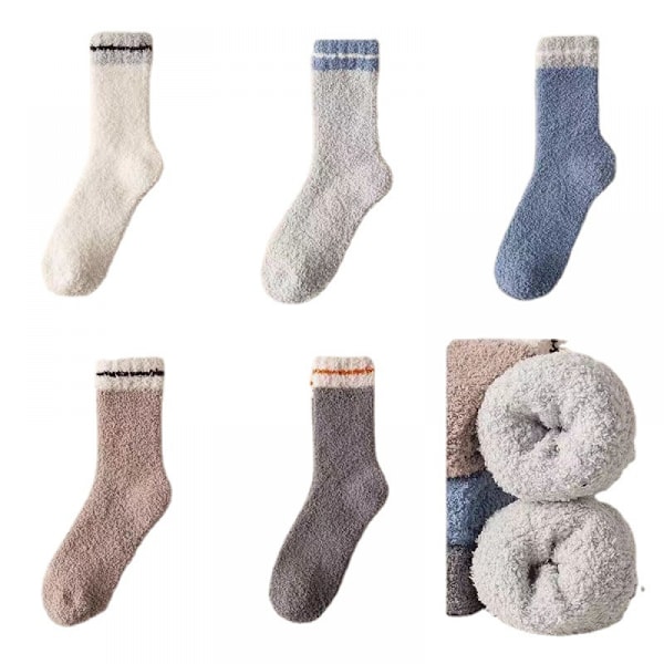 6 par bløde sokker, hyggelige sokker til sengen, koral fleece sokker, fuzzy sokker, varme, bløde vintersokker