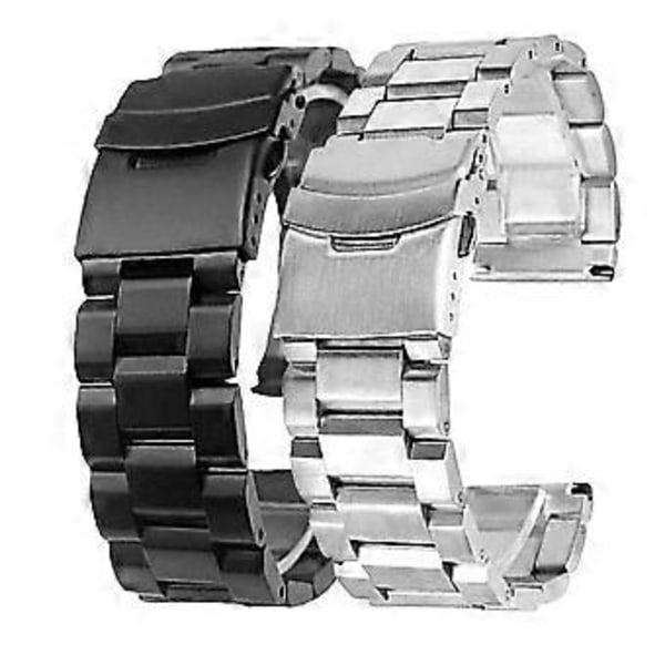 18/20/22/24mm Erstatning Doble Spenner Rustfritt Stål Armbånd Urreim (20mm Svart)