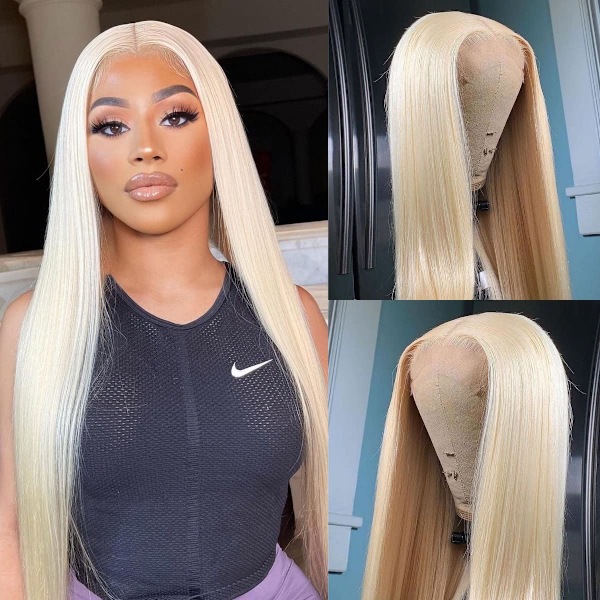 Lace Front Peruk Värmebeständig Fiber Syntetiskt Hår 4x4x1 T-Del*