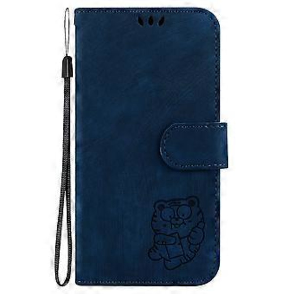 Präglad Läderfodral för iPhone 12 mini (Mörkblå)