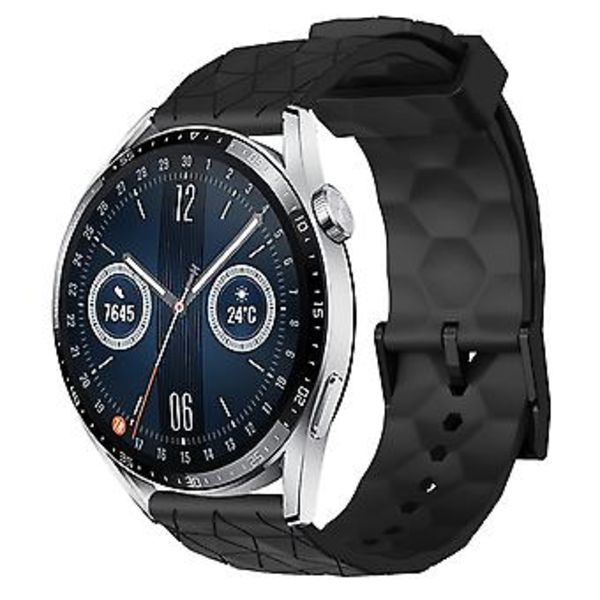 Fotballmønster klokkearmbånd for Huawei Watch GT3 46mm For Huawei Watch GT3 46mm (Svart)