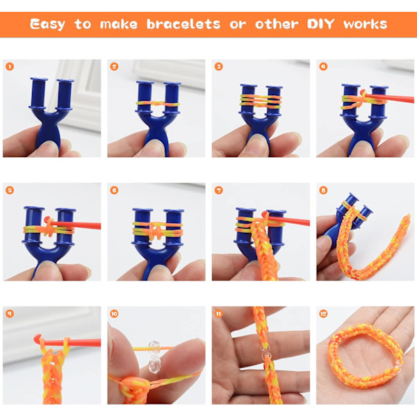 2500+ Elastiskt armbandssats, 40 rutnät DIY elastiskt vävstolsbandssats, barns gummiband halsband leksaker