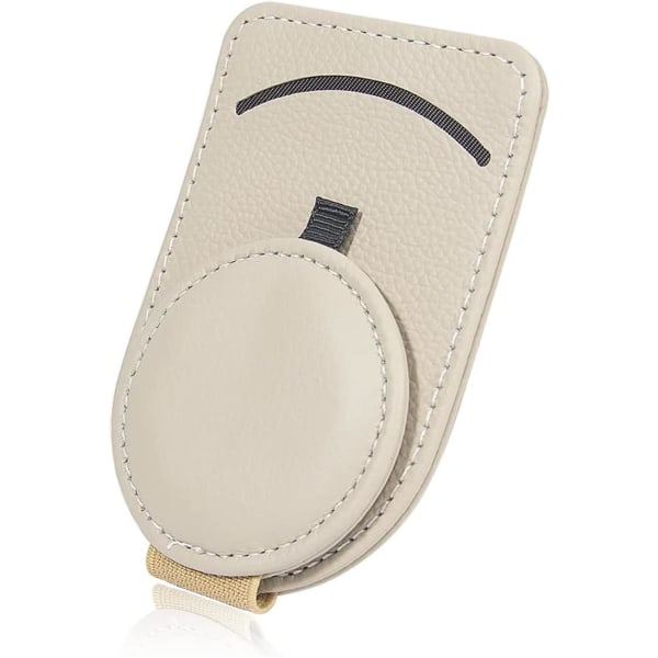 Car Visor Sunglasses Leather Holder - Beige- Light & Compact