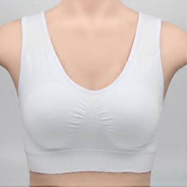 Bomullsväst-BH för medelålders och äldre kvinnor, utan stålring, plus size underkläder - Hudfärg/YY(L Vit)
