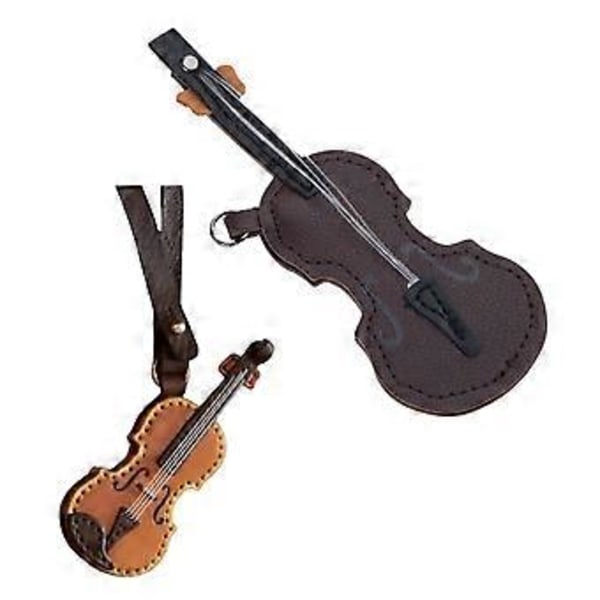 Hieno nahkainen viulu- ja kitara-avainketju, tyylikäs nahkainen viulu-avainketjukoriste musiikkikonsertteihin, matkamuisto (kitara)