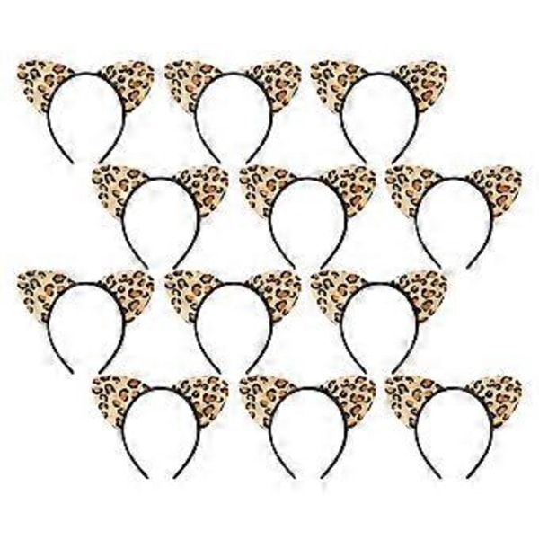 12 stk. Børne Hårbøjler Leopard Plys Hale Leopard Hårbøjler Dyreøre Hårbøjle Plys Øre Hårbøjler Katteøre Model Hårbøjle