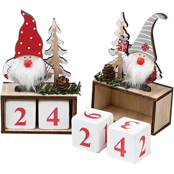 2 stk. træ julekalender, julemandskalender