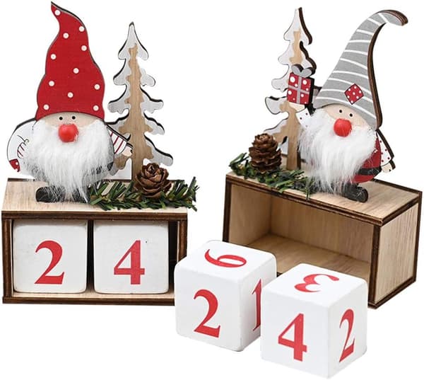 2 stk tre julekalender nedtelling, nissekalender