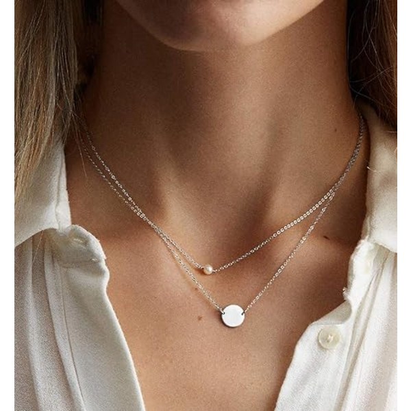 Dainty Disc Chokers Necklace Layered Circle Necklace Bar Y Pendan