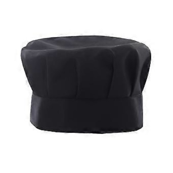 1 stk. Stof Bouffant Svampehat Kokkehat Arbejdshat Justerbar til Restaurant Hotel (Sort)