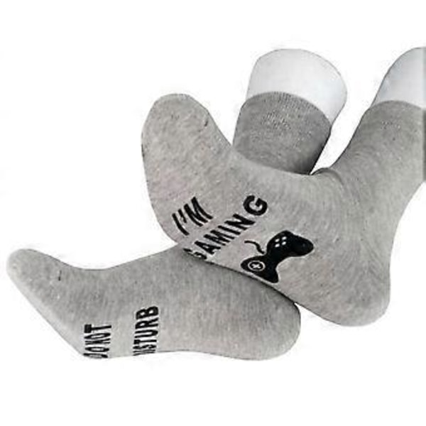 Dam- och Herrstrumpor med Bokstavslogan, Roliga Strumpor, Present (3 Par Grå Långa)