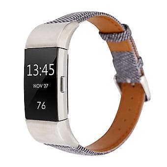 Läderarmband till Fitbit Charge 2 (Svart)