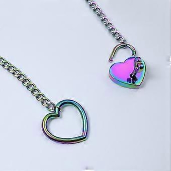 Justerbar Lariat Y-halskæde med hjertevedhæng til kvinder og mænd, slipkæde, choker, unisex, gotiske smykker, modeaccessory (kærlighedslås)