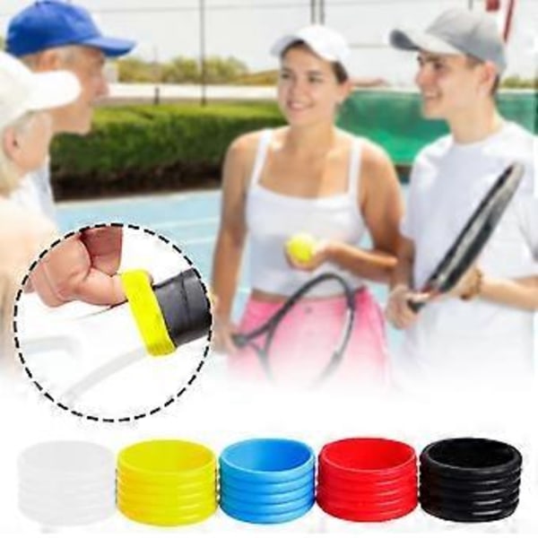4 stk Tennis Racket Grip Fix Ringer Myke Silikon Elastiske Racket Håndtak Gummiring Sportsutstyr (Macaron Pulver)