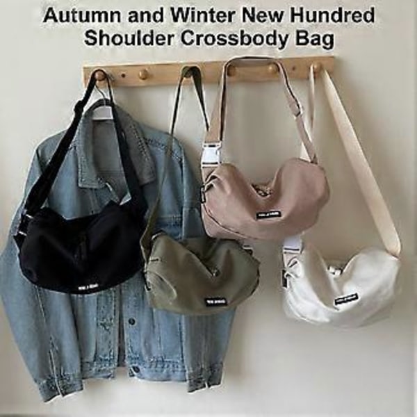 Trendig Koreansk Stil Crossbody Väska Casual Axelväska Tyg Satchel Bröstväska Lämplig För Olika Outfits Khaki( Khaki)