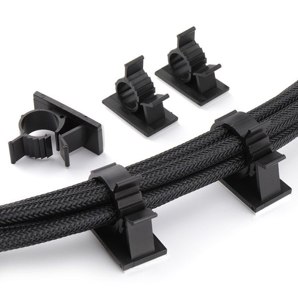 Justerbara självhäftande kabelklämmor Nylon för buntband, svart
