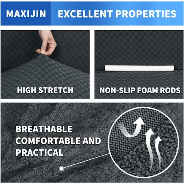 2-sits mörkgrå superstretchig jacquard sofföverdrag, anti