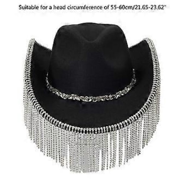 Glittrande Cowboyhatt Toppar Kristall Vild för Möhippa Disco Kristall Cowboyhatt Discohatt för Skådespelare Skådespelerska Svart( )