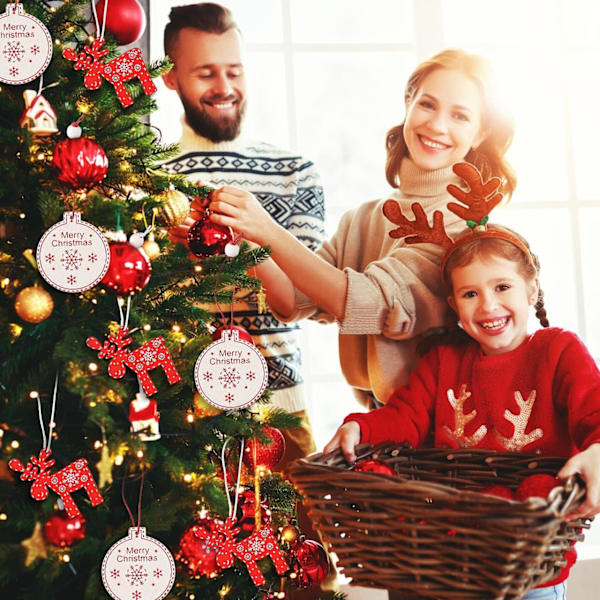 Julgranshängande dekorationer i trä, 12 st träjul
