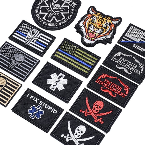20 stk. tilfældige taktiske patches, fuld broderet loop