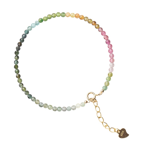 Mycket fint 2mm regnbågsfärgat litet turmalinarmband för kvinnor Wangfu Sto