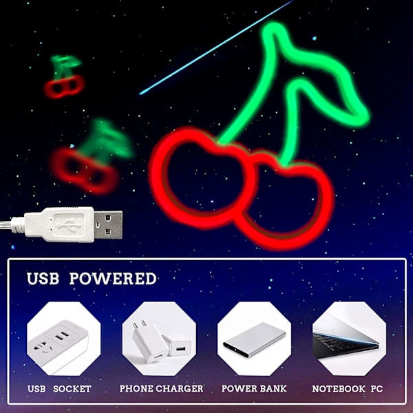 Kirsebær Neon Skilt LED Neon Lys Rød Neon Skilt Neon Væglampe USB eller Batteridrevet Neon Lys Si